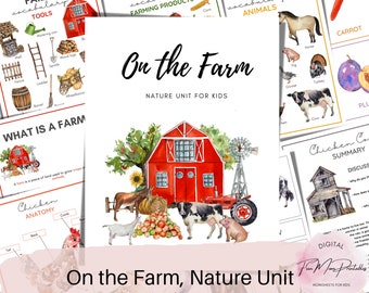 On the Farm, Nature Unit, Farm Animals, Farm Products, Farm Fruits and Vegetables, Farm Activities, Farm Tools, Montessori, Prek-2nd,
