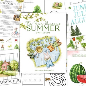 VERANO, Unidad de Estudio de la Naturaleza, Actividades de Verano, Ciencias, Escritura a mano, Educación en el Hogar Imprimible, Montessori, Educación en el Hogar, DESCARGA INSTANTÁNEA