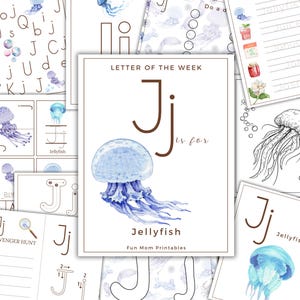 LETRA de la SEMANA, J es de Medusa, Actividades con la letra J, Aprendizaje del alfabeto, Letras del alfabeto, Educación en el hogar, Imprimible, Descarga instantánea