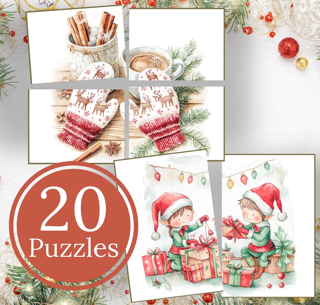 Juego de cartas de Navidad, rompecabezas de simetría, actividad