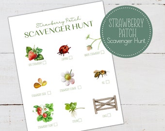 Strawberry Patch Scavenger Hunt, étude de la nature, Outdoor Scavenger Hunt, Montessori, Homeschool, INSTANT DOWNLOAD