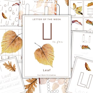 LETRA de la SEMANA, L es para Hoja, Actividades con la letra L, Aprendizaje del alfabeto, Letras del alfabeto, Educación en el hogar, Imprimible, Descarga instantánea