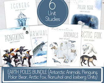 Earth Poles Unit Study Bundle: Antarctic Animals, Polar Bear (Printable, Instant Download)