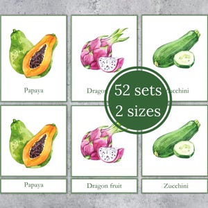 FRUIT EN GROENTEN Montessori 3-delige kaarten. Woordenschatactiviteit op de kleuterschool. Direct downloaden.