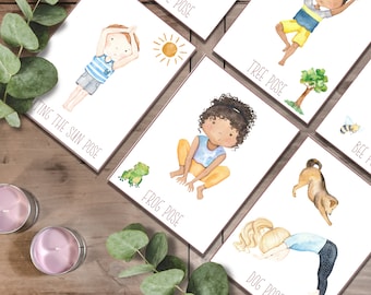 KIDS YOGA POSES, Yoga Flashcards, Bewegingsactiviteit voor kinderen, Yogahoudingen, Yogapraktijk, Yogakaarten, Yoga voor kinderen, Instant Download