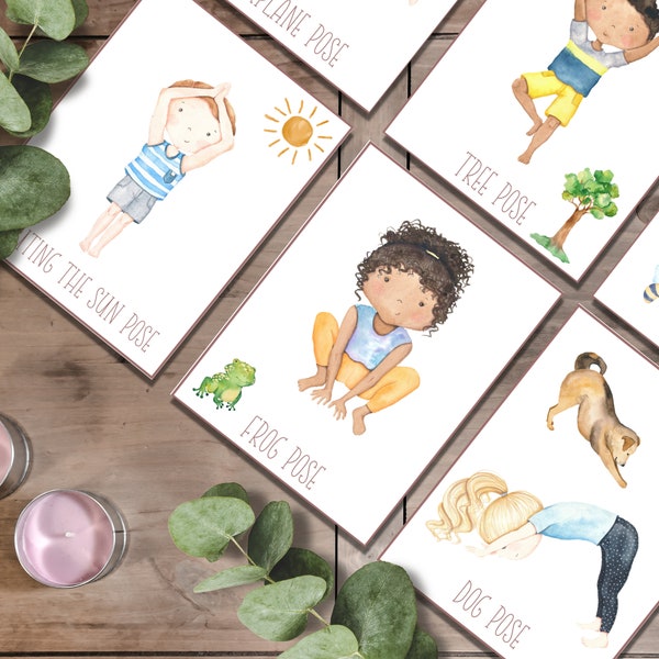 KINDER YOGA POSES, Yoga Karteikarten, Kinder Bewegung, Yoga Posen, Yoga Praxis, Yoga Karten, Yoga für Kinder, Instant Download