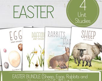 Oster-Lernpaket: Schaf, Hase, Ei, Osterglocke (Homeschool Printable)