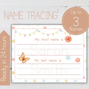 Personalized Name Tracing Practice, Name Writing Worksheet. Printable Kids Homeschool Activity, My name is.... , INSTANT DOWNLOAD