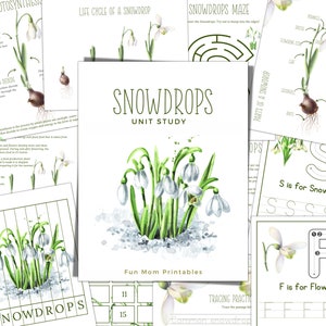SNOWDROP Unit Study, Life Cycle, Anatomy, Nature Study, Science,  Handwriting, Homeschool Printable, Montessori, INSTANT DOWNLOAD