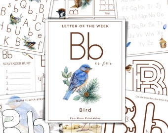 LETTER of the WEEK, B is for Bird, Letter B Activities, Alphabet Learning, Alphabet Letters, Homeschool, Printable, Instant Download