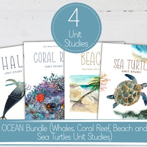 OCEAN UNITS BUNDEL, Walvissen, Koraalrif, Zeeschildpadden, Strand, Homeschool Afdrukbaar, Instant Download