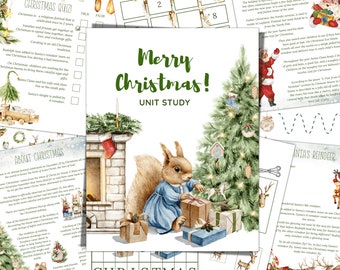 CHRISTMAS Unit Study,  Vocabulary, Christmas Story, Handwriting, Homeschool Printable, Montessori, INSTANT DOWNLOAD