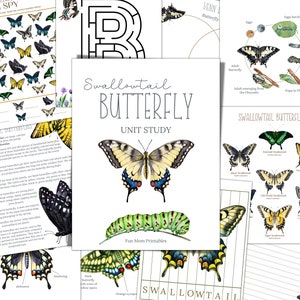 Swallowtail BUTTERFLY Unit Study, levenscyclus, anatomie, natuurstudie, handschrift, homeschool afdrukbaar, Montessori, INSTANT DOWNLOAD
