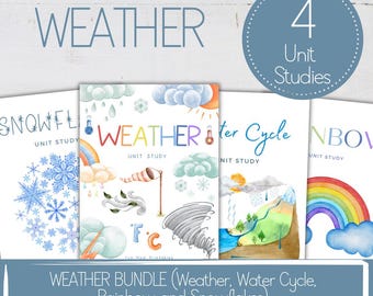 Weather Unit Study Bundle: Rainbow, Water Cycle, Snowflakes (Homeschool Printable)
