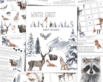 WINTER FOREST ANIMALS Unit Study, Anatomy, Nature Study, Science,  Handwriting, Homeschool Printable, Montessori, Instant Download