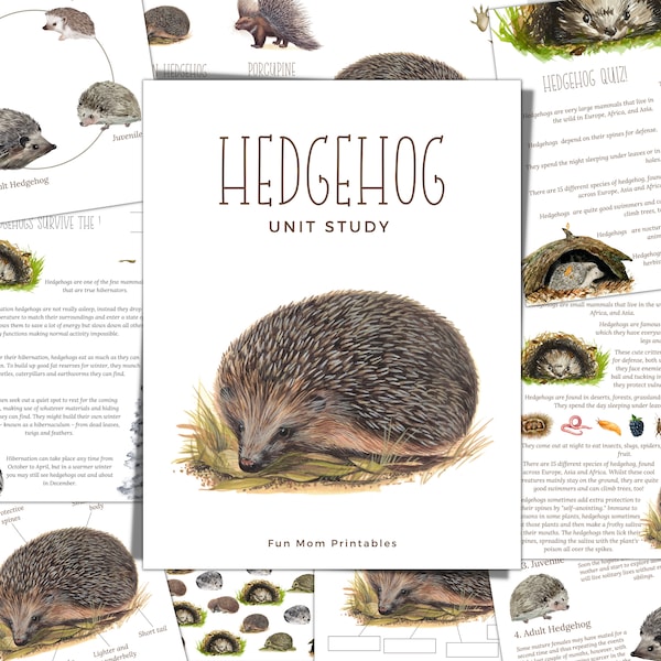 HEDGEHOG Unit Study, Cycle de vie, Anatomie, Étude de la nature, Science, Écriture manuscrite, Homeschool Printable, Montessori, Téléchargement instantané