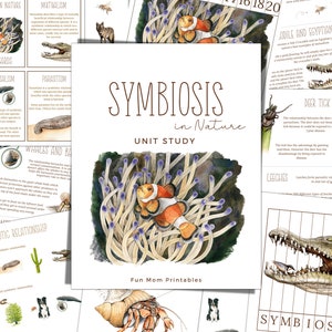 SYMBIOSIS IN NATURE Unit Study,  Anatomy, Nature Study, Science,  Handwriting, Homeschool, Montessori, Instant Download