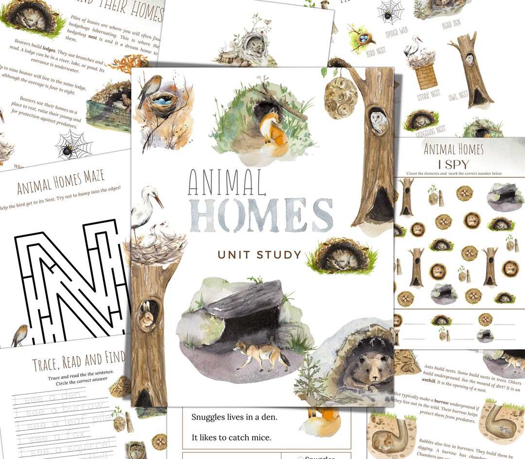 ANIMAL HOMES Unit Study Nature Study Science Handwriting - Etsy ANIMAL HOMES Unit Study Nature Study Science Handwriting - Etsy