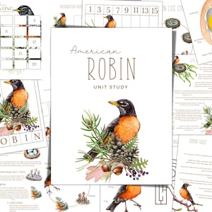 AMERICAN ROBIN Unit Study, Life Cycle, Anatomy, Nature Study, Science,  Handwriting, Homeschool Printable, Montessori, Instant DOWNLOAD
