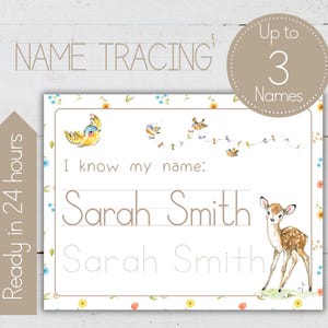 Personalized Name Tracing Practice, Name Writing Worksheet. Printable Kids Homeschool Activity, My name is.... , INSTANT DOWNLOAD