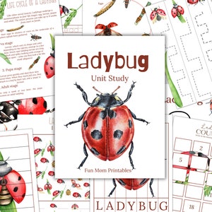 LIEVEHEERSBEESTJES Eenheidsstudie, natuurstudie, lieveheersbeestje-activiteiten, wetenschap, handschrift, afdrukbaar thuisonderwijs, montessori, direct DOWNLOADEN