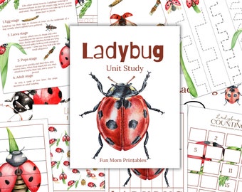 LADYBUGS Unit Study, Nature Study, Ladybug Activities, Science,  Handwriting, Homeschool Printable, Montessori, Instant DOWNLOAD