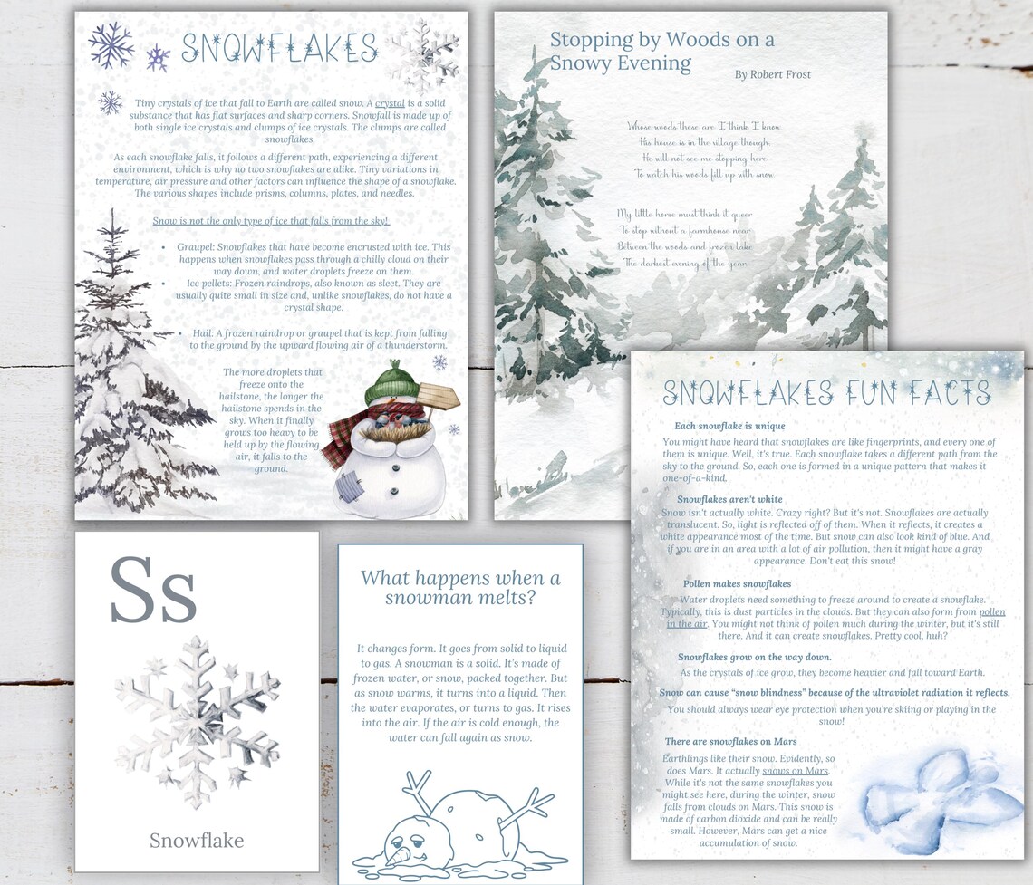 SNOWFLAKE Unit Study, Nature Study, Science, Handwriting, Homeschool ...