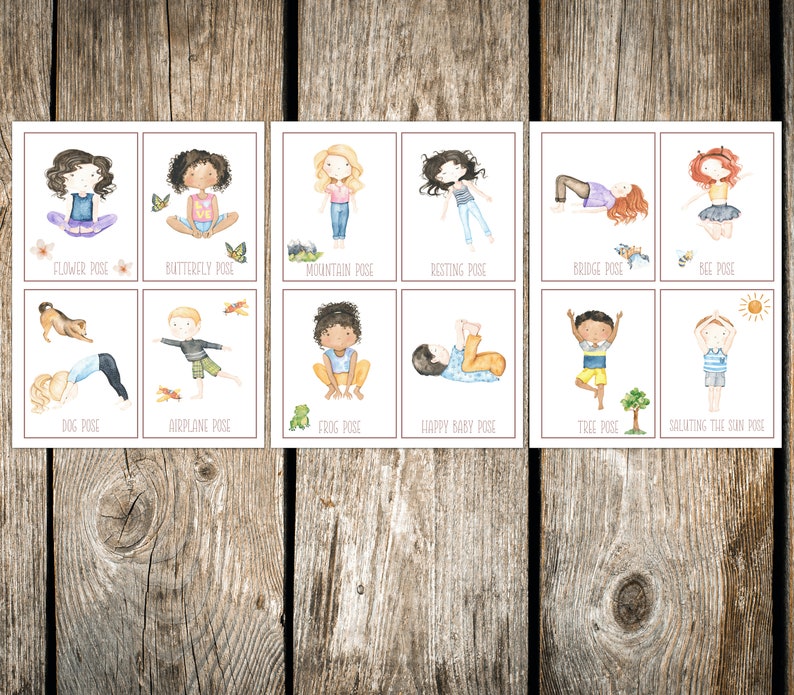 KIDS YOGA POSES Yoga Flashcards Kids Movement Activity Yoga - Etsy