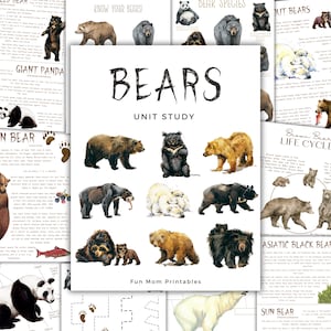 BEREN Eenheidsstudie, levenscyclus, anatomie, natuurstudie, wetenschap, handschrift, Homeschool afdrukbare, Montessori, Instant DOWNLOAD