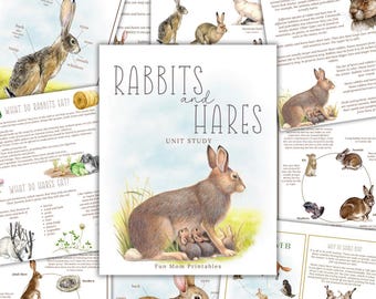 Kaninchen und Hase Einheit Studie: Homeschool Printable (Instant Download)