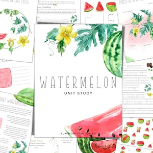 WATERMELON Unit Study, Life Cycle, Anatomy, Nature Study, Science,  Handwriting, Homeschool, Montessori, INSTANT DOWNLOAD