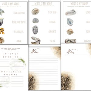 May include: A printable worksheet for kids to learn about extinct species. The worksheet features illustrations of fossils and asks the question "What is my name?" with a list of extinct animals and their corresponding fossils. The worksheet also includes a section for notes and a section for kids to make words from the letters in "EXTINCT SPECIES".