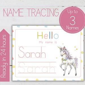 Personalized Name Tracing Practice, Name Writing Worksheet. Printable Kids Homeschool Activity, My name is.... , INSTANT DOWNLOAD