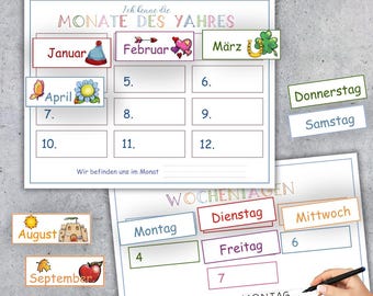 GERMAN Months of the Year, Days of the Week Printable Activity, Learning Months and Days Order, Homeschool Activity, Busy Binder Games