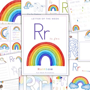 LETRA de la SEMANA, R es por Arcoíris, Actividades con la letra R, Aprendizaje del alfabeto, Letras del alfabeto, Educación en el hogar, Imprimible, Descarga instantánea