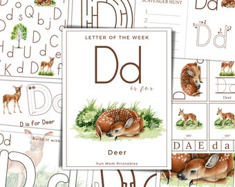 LETTER of the WEEK, D is for Deer, Letter D Activities, Alphabet Learning, Alphabet Letters, Homeschool, Printable, Instant Download