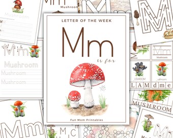 Letter M is for Mushroom: Alphabet Learning Printable (Digital Download)