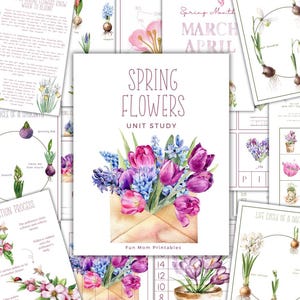 FLORES DE PRIMAVERA, Mini unidad de estudio, Ciclo de vida, Anatomía, Ciencias, Escritura a mano, Imprimible para educación en casa, Montessori, Descarga instantánea