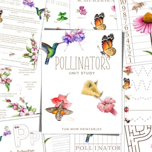 POLLINATORS Unit Study, Nature Study, Science,  Handwriting, Homeschool Printable, Montessori, Instant Download