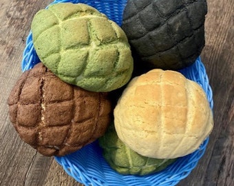 Japanische Ananasbrötchen,japnische melonpan,viral brötchen,matcha,vanilin,aktivkohle und kakaobrötchen geschenk idee,