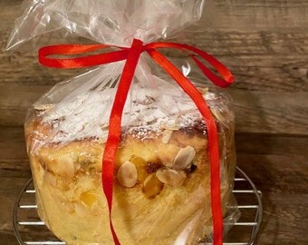 Homemade Fresh Easter Cake Butter Dough Bread Traditional Kulich or Pashka with Rum with Cream Cheese Table Decoration Gift Idea