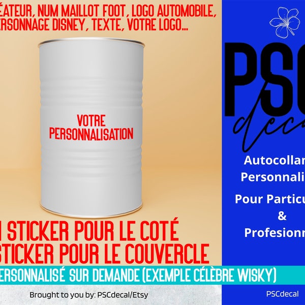 Kit Stickers Baril Personnalisé, Autocollant Baril de Pétrole personnalisé, Sticker Logo Créateur pour Baril, Custom Barrel Sticker