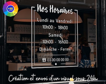 Pegatinas de horario de tienda - Personalización de escaparates, boutiques o cualquier otro negocio, Pegatinas de logotipos para escaparates