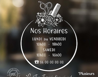 Adhesivo para ventana de peluquería, adhesivo para horario de apertura de tienda, adhesivo de vinilo personalizado para ventana, letrero con horario de apertura de ventana