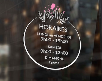 Pegatinas de horario de apertura para manicuras, tratamientos de belleza, peluquerías o cualquier otro negocio - Vinilos para ventanas