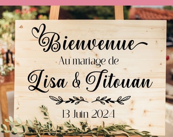 Stickers Personnalisés Panneau d'Accueil de Mariage, Stickers Panneau Bienvenue Mariage - Stickers Personnalisés Mariage, Sticker Mariage