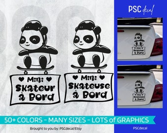 Baby on Board, Panda on Board Car Sticker Decal | Mini Skateboarder on Board | "Baby on Board" Sticker | Sticker "Baby Panda on Board"