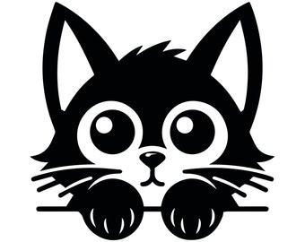 Gluren kat, schattige kat, grappig cadeau, sticker sticker, vinyl sticker, autoruit, auto bumper, waterfles, MacBook, laptop sticker, veel grootte