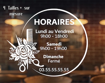 Pegatinas de horario de peluquería: horarios de apertura para escaparates, boutiques, restaurantes o cualquier otro negocio.