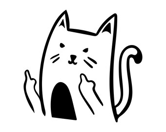 Middle Finger Cat, Cat Sticker, Funny, Decal Sticker, Vinyl Sticker, Car Window, Car Bumper, Water Bottle, MacBook, Laptop Decal, Many Size